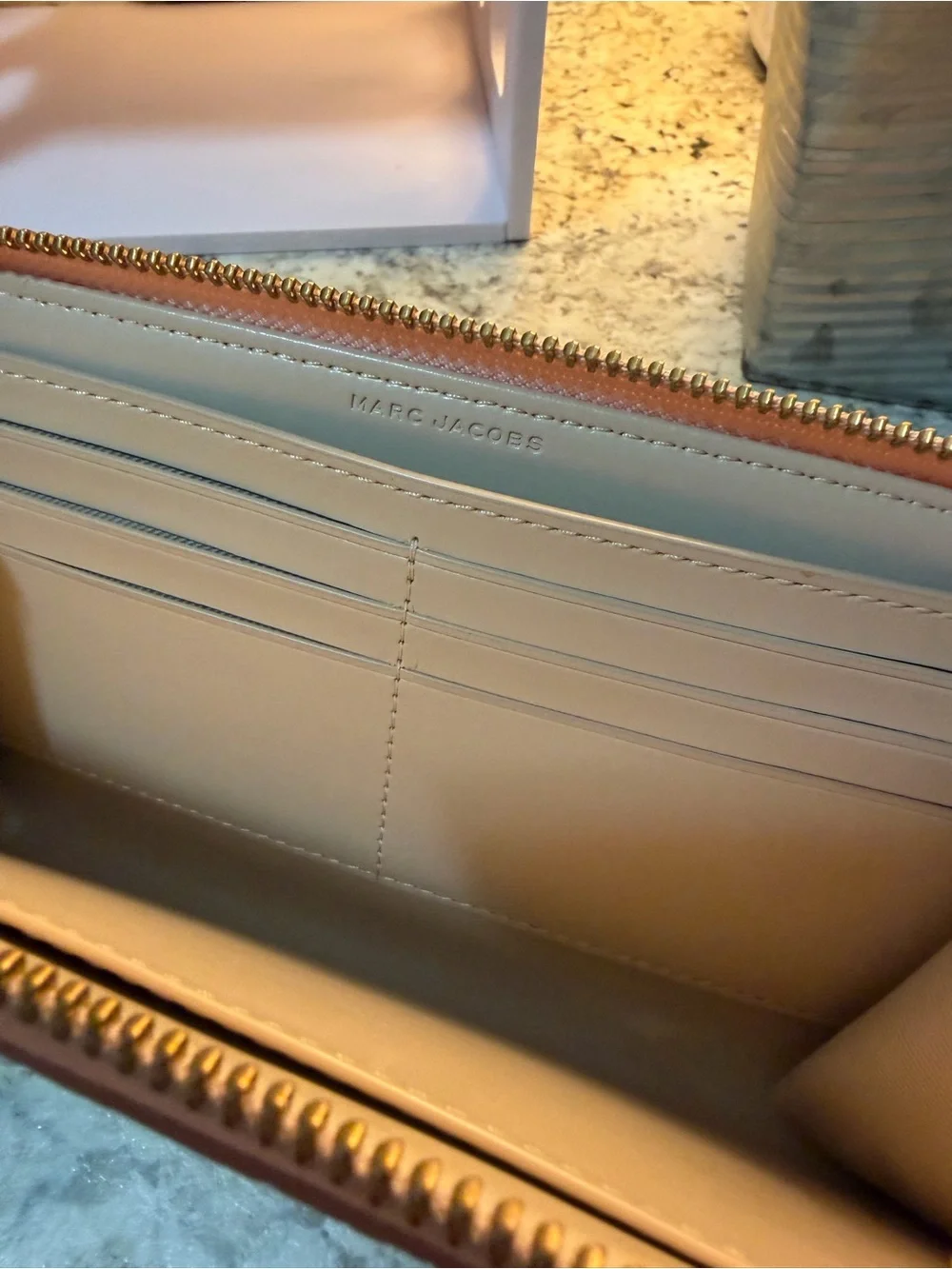 Marc Jacobs Blush Pink Zip-Around Leather Wallet